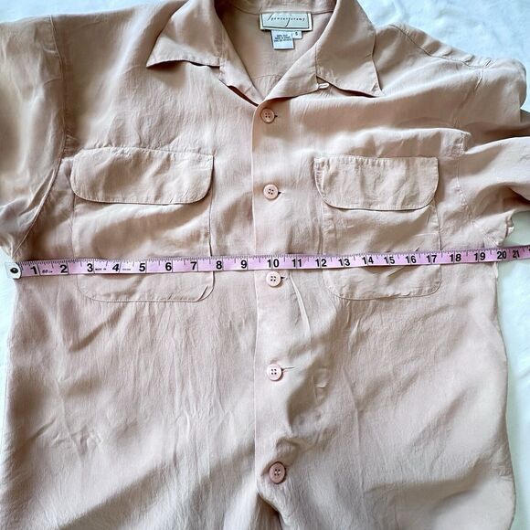 Spencer Jeremy Vintage Blouse Women's Powder Pink 100% Silk short sleeve sz S - Picture 5 of 6